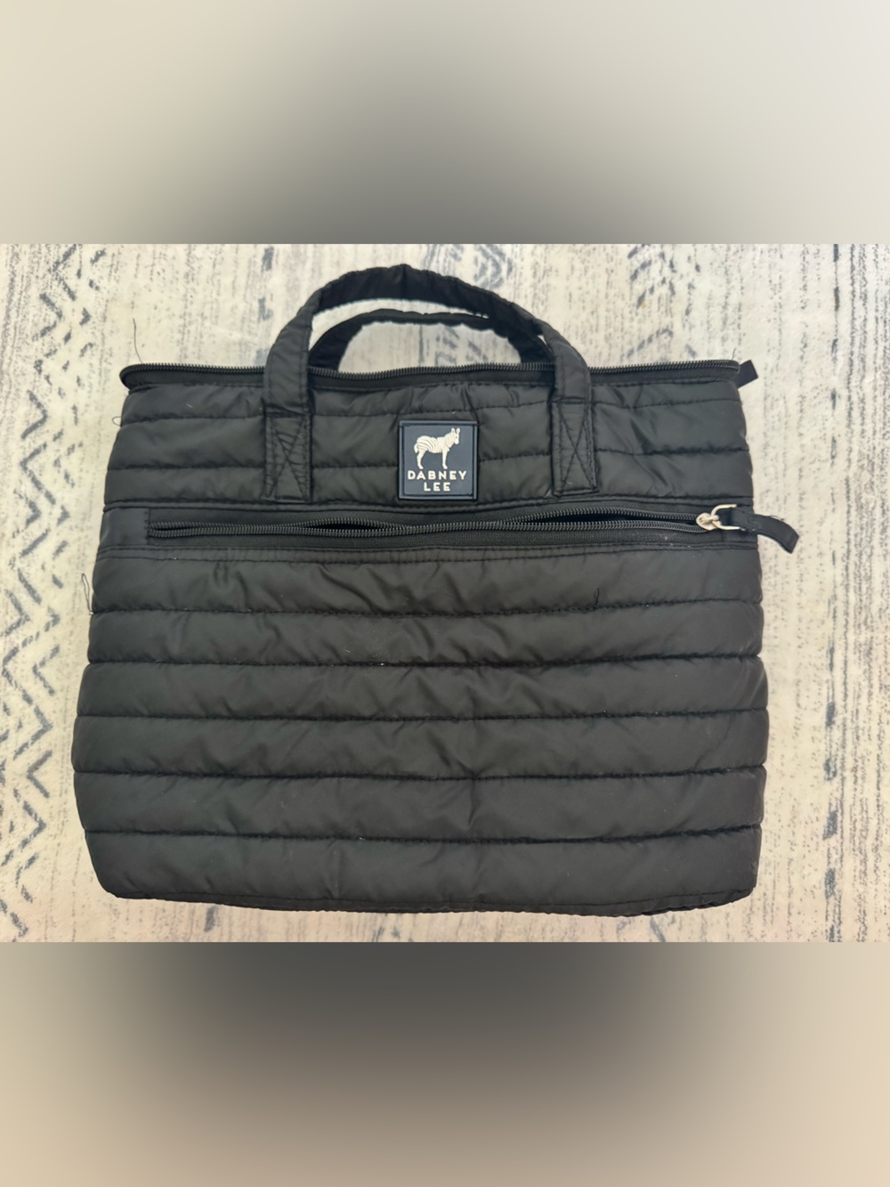 New Dabney Lee black small tote or makeup travel bag with zipper cosmetic case